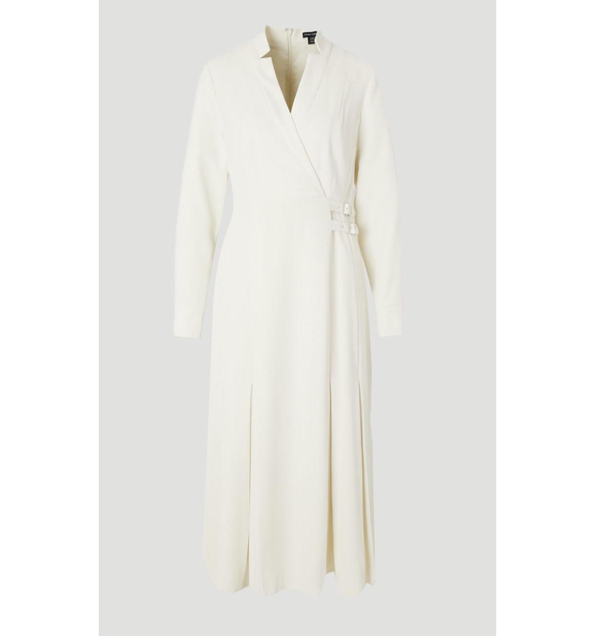 Karen Millen Women's Crepe Buckle Waist Midi Shirt Dress