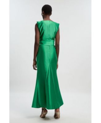 Women's Satin Twill Draped Maxi Dress