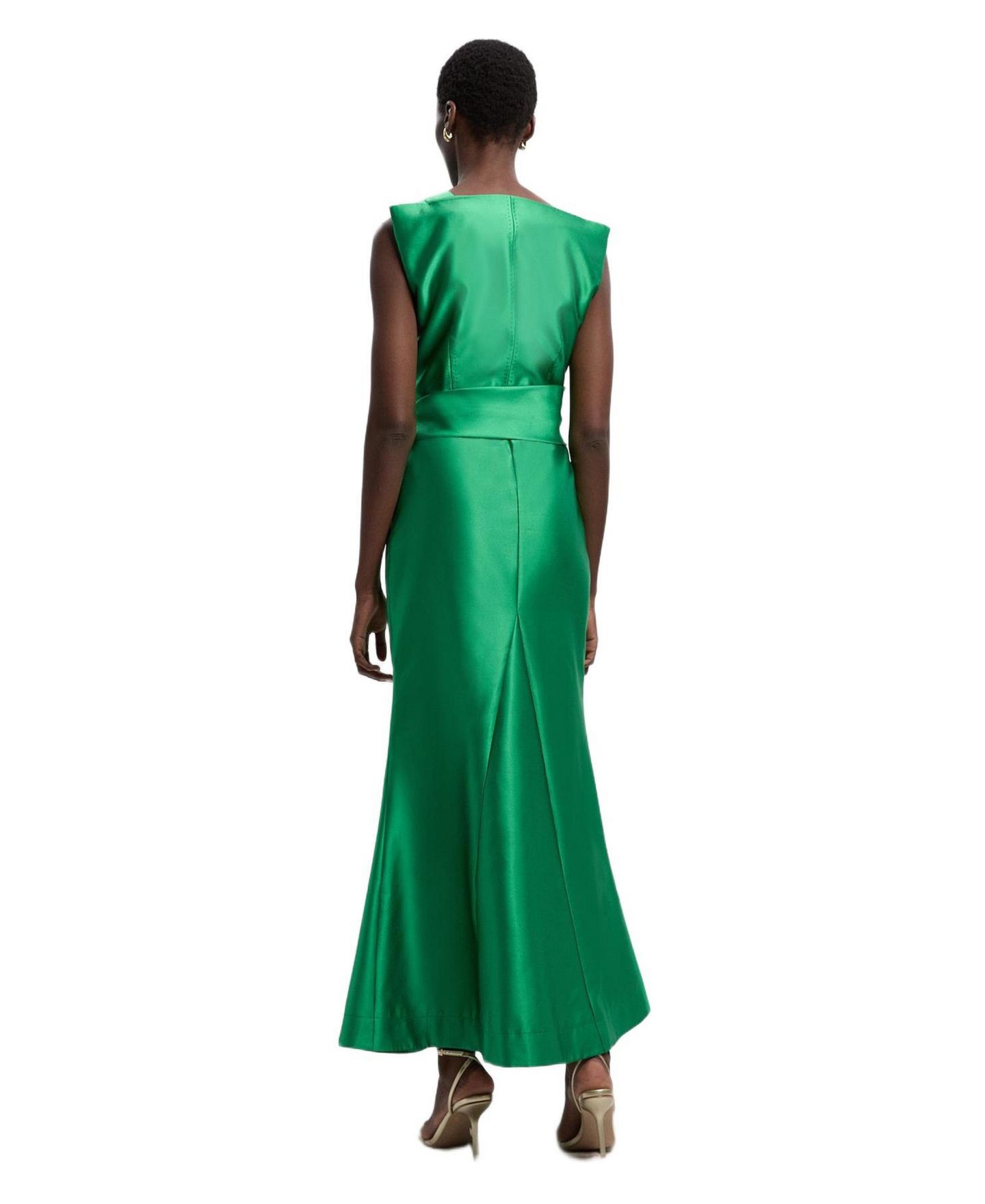 Женское платье Karen Millen Satin Twill Draped Maxi, цвет: Зелёный — фото 3