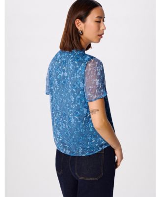 Women's Ditsy Floral V Neck-Blouse