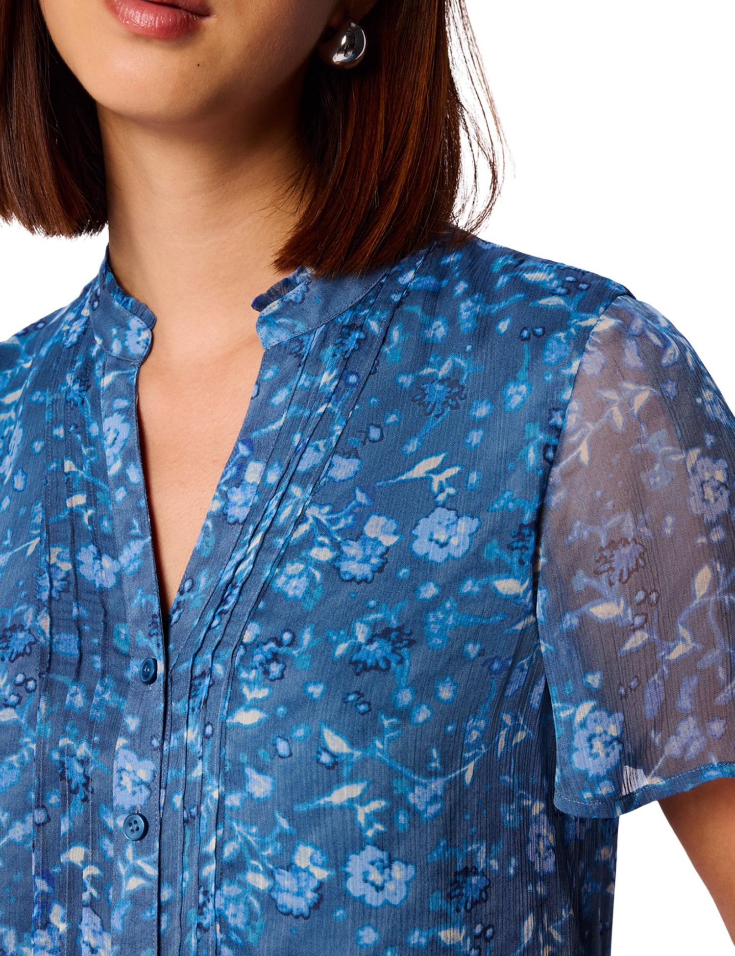 Women's Ditsy Floral V Neck-Blouse