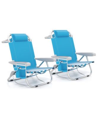 5-Position Backpack Beach Chair Set of 2 with Aluminum Frame