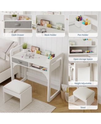 Desk and Chair Set- Wooden Writing Table with Storage Drawers and Pen Holder-  Study Desk for Kids