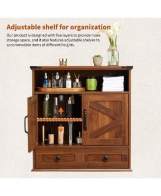 Farmhouse Wall Cabinet with Barn Doors and Adjustable Shelf, 25 in Wide Bathroom Storage Organizer for Bath, Laundry and Entryway