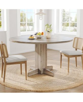 4-Person Small Round Farmhouse Dining Table with Pedestal