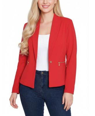 Petite Cropped Long-Sleeve Crepe Jacket