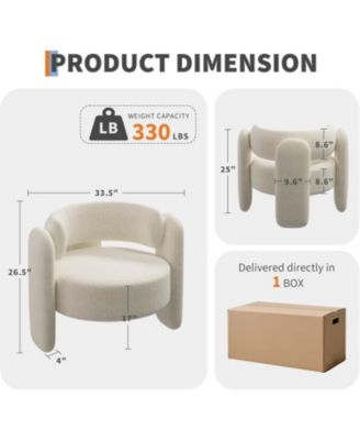 Chenille Accent Chair Mid-Century Upholstered Living Room Chair Cozy Round Armrest Chair with Back Round Corner Side Sitting Lounge Armchair