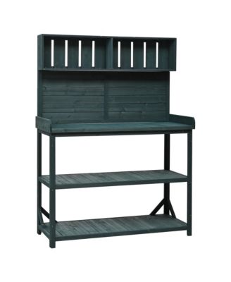 65" Large Wooden Farmhouse Rustic Outdoor Potting Bench Table, Patio Workstation, Garden Potting Bench