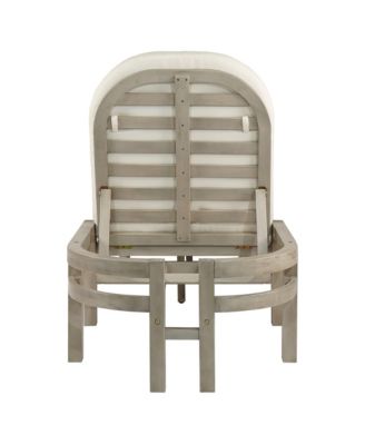 Patio Acacia Wood Reclining Chaise Lounge - Adjustable 5-Gear Backrest and Comfort Cushioned Seat, Outdoor Furniture for Deck and Lawn