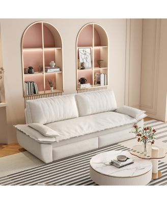 3-in-1 Convertible Sleeper Sofa, 73.2" Queen Pull Out Sofa Bed, Velvet Upholstered Loveseat Bed with Soft Armrests for Living Room