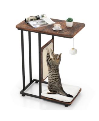 Cat Tree C-Shaped Side Table with Scratching Board