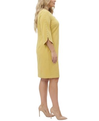 Plus Size 3/4-Petal-Sleeve Dress
