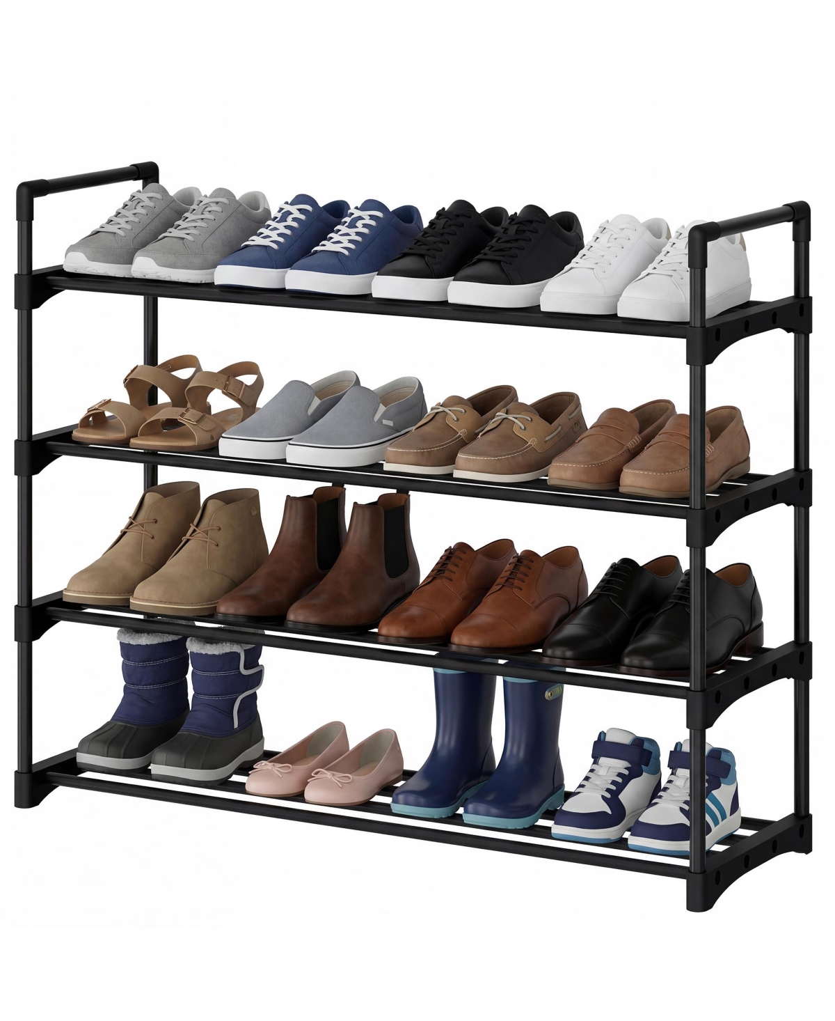 Homfan Slim Shoe Rack with Metal Frame and Fabric Shelves, Adjustable Shoe Storage Organizer for Entryway, Bedroom