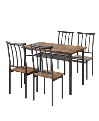 5-Piece 4-Person Modern Dining Table Set with Metal Frame