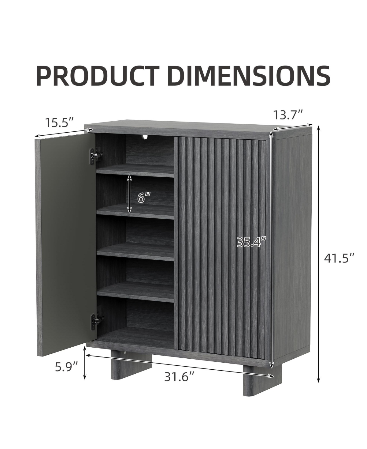 Homfan 2 Piece 5 Tier Shoe Cabinet Set with Fluted Doors and Adjustable Shelves, Entryway Hallway Storage Organizer