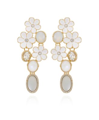 Gold-Tone Floral Linear Drop Earrings