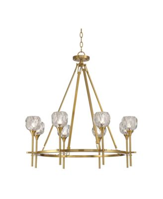 Francie Soft Gold Ring Chandelier  Wide Modern Clear Crystal Glass 8-Light Fixture for Dining Room House