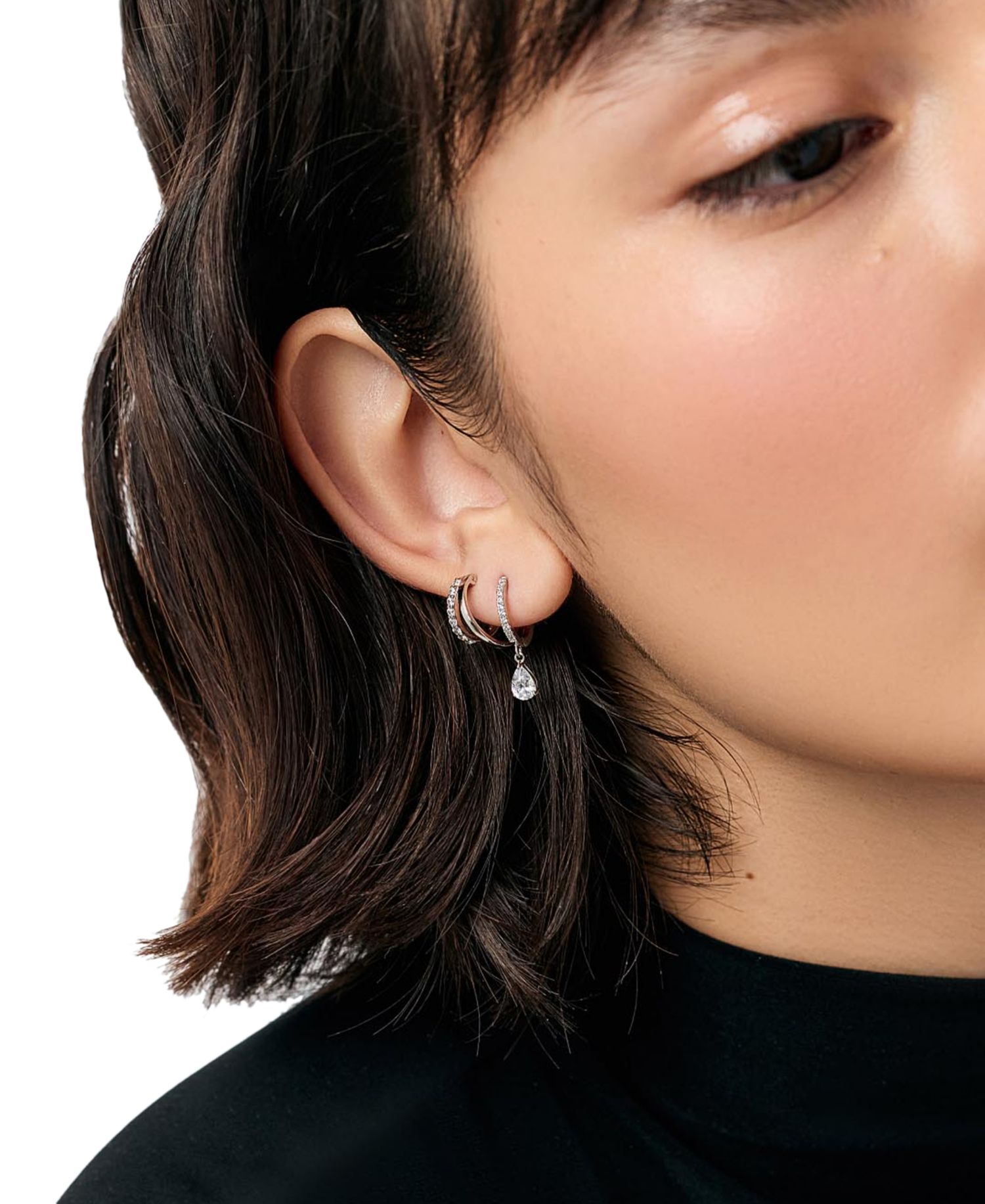 Elise Delicate Silver Huggie Hoops Earrings