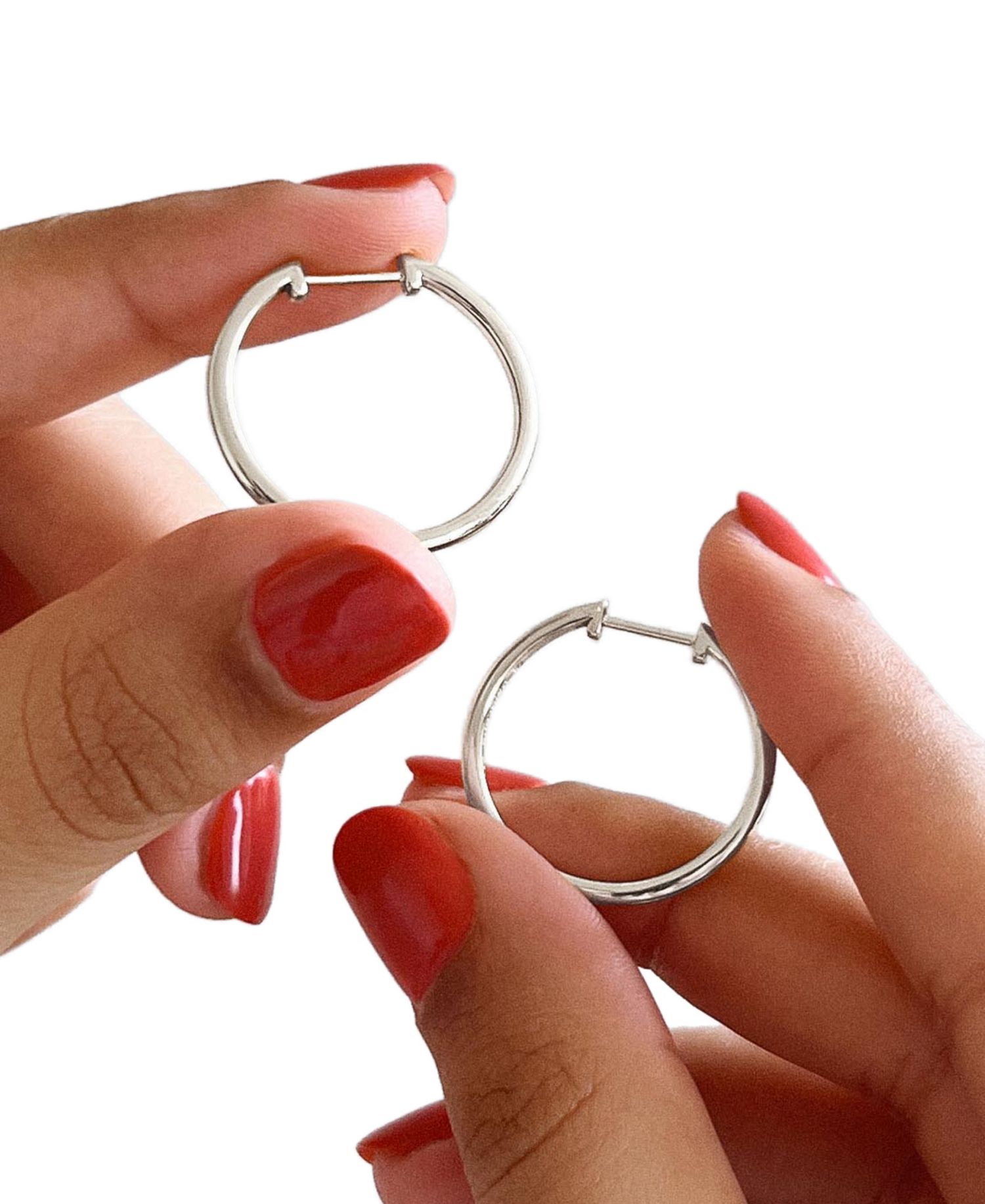 Lo Medium Silver Slim Endless Hoop Earrings