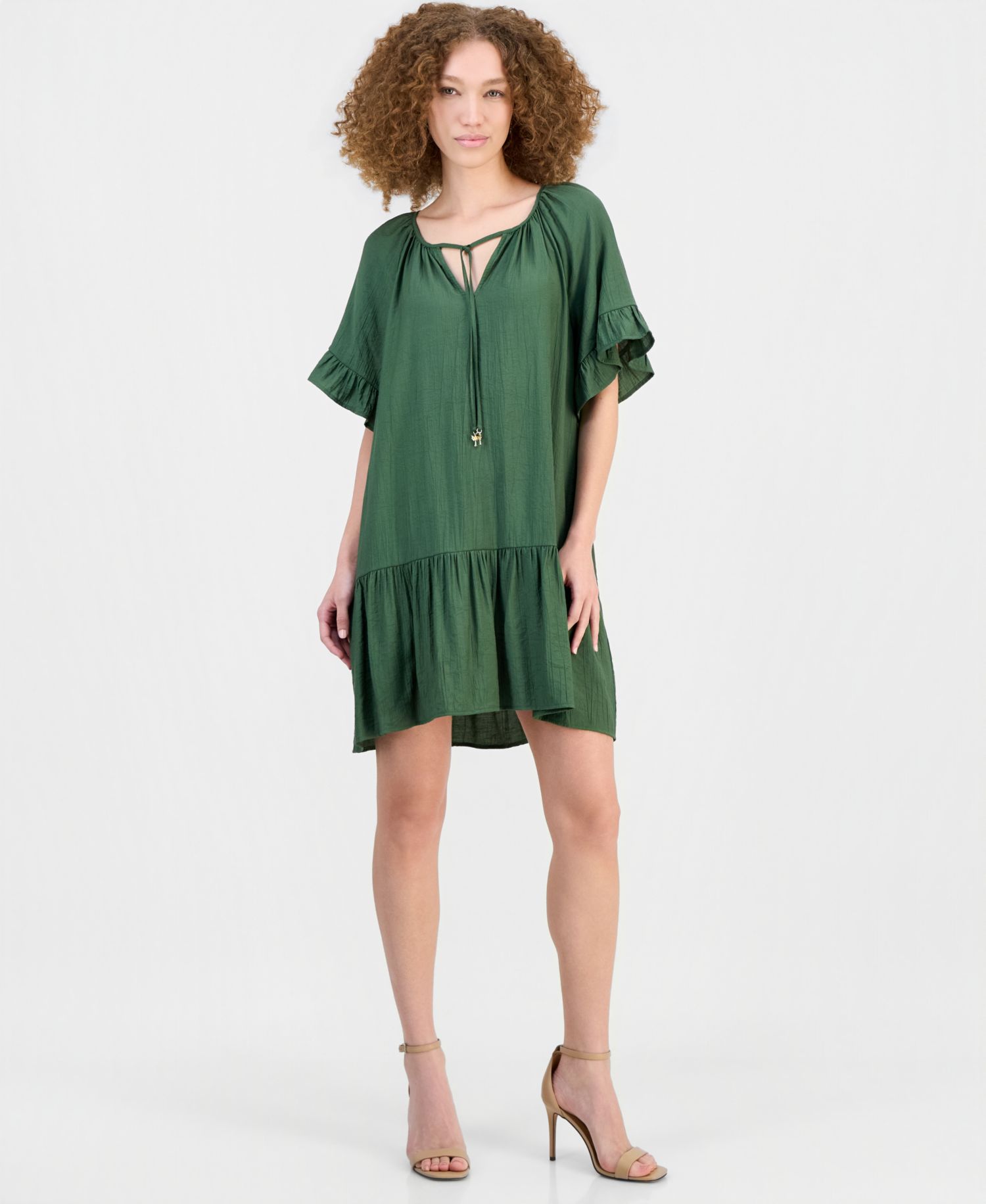 Women's Tie-Neck Ruffled Tiered Dress