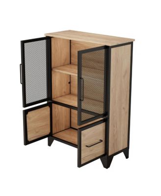 Metal Storage Cabinet with 4 Doors and Shelf