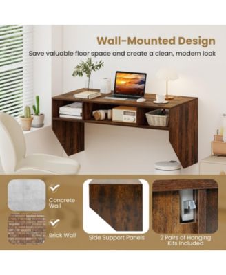 Wall-Mounted Floating Desk with 3 Storage Cubes