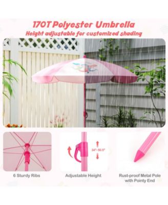 Kids 4-Piece Folding Picnic Table Set with Adjustable Umbrella