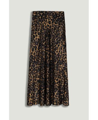 Women's Printed Leopard Midi Skirt