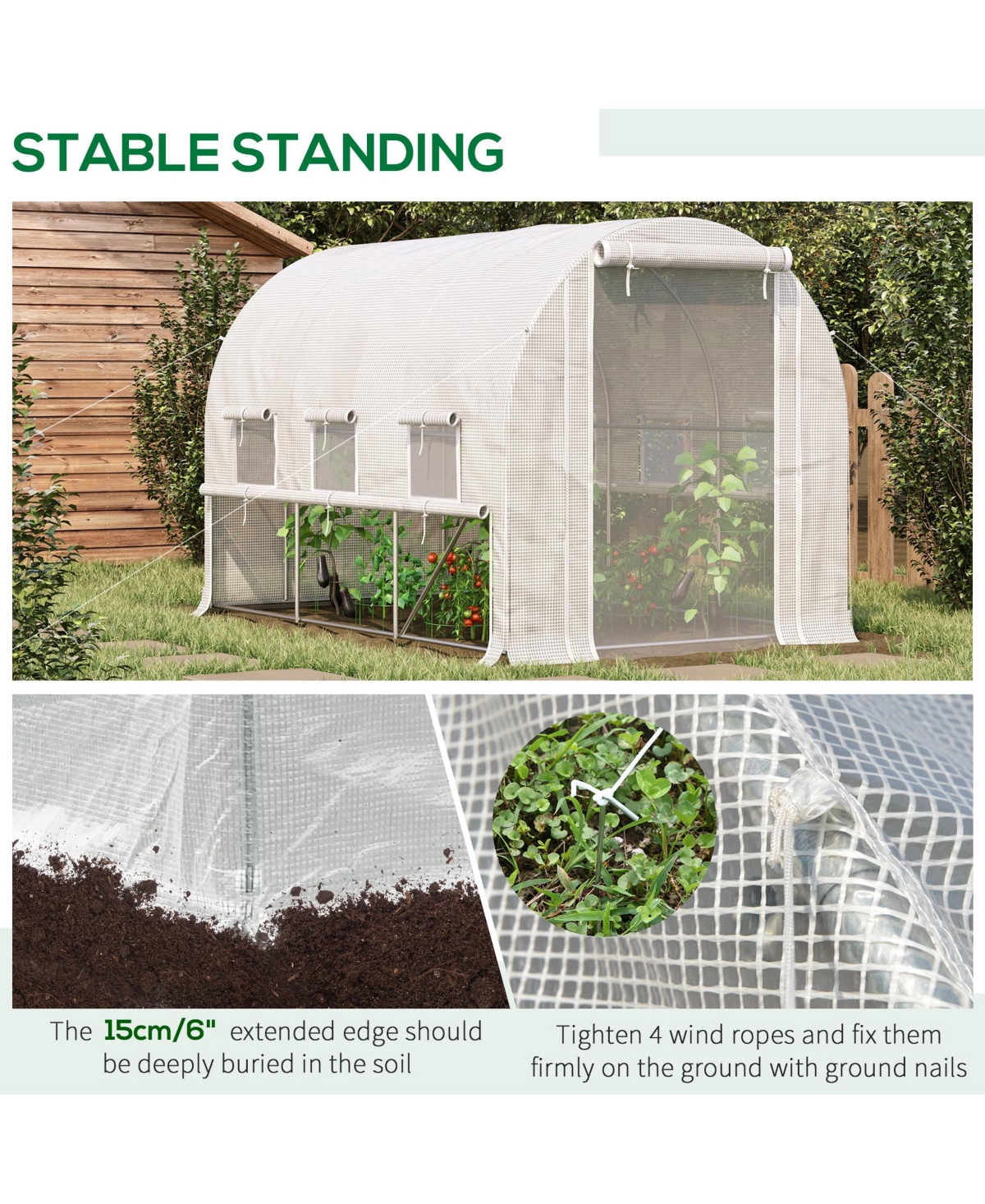 Outsunny 9.7' x 6.5' x 6.5' Walk-in Tunnel house with Mesh Door