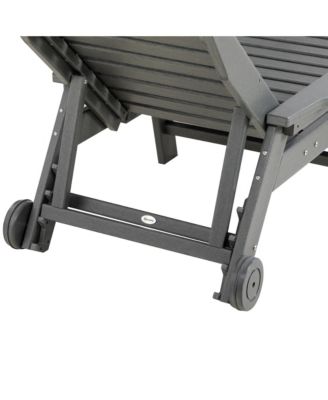 Outdoor Chaise Lounge Chair Recliner w/ Wheel Adjustable Back