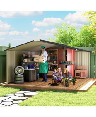 11' x 13' Storage Shed Garden Tool House w/ Vents Doors