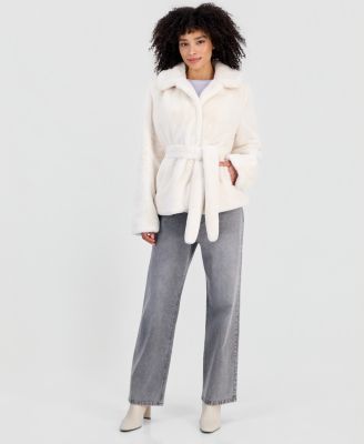 Women's Faux-Fur Belted Lined Coat