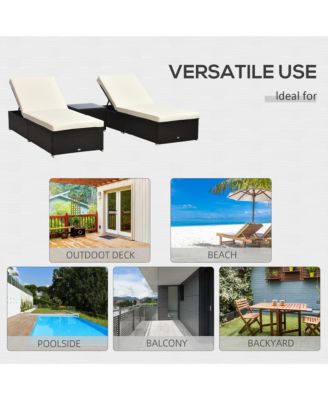 Outdoor Chaise Lounge Chair Set of 2 with Table, /