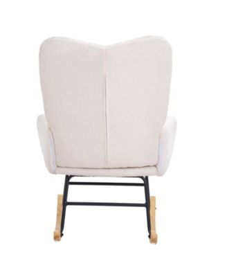 Upholstered Glider Rocking Chair with Teddy Fabric