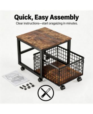 Heavy Duty Rolling Storage Cart with Drawer - Lockable Wheels, for Bathroom, Laundry Room