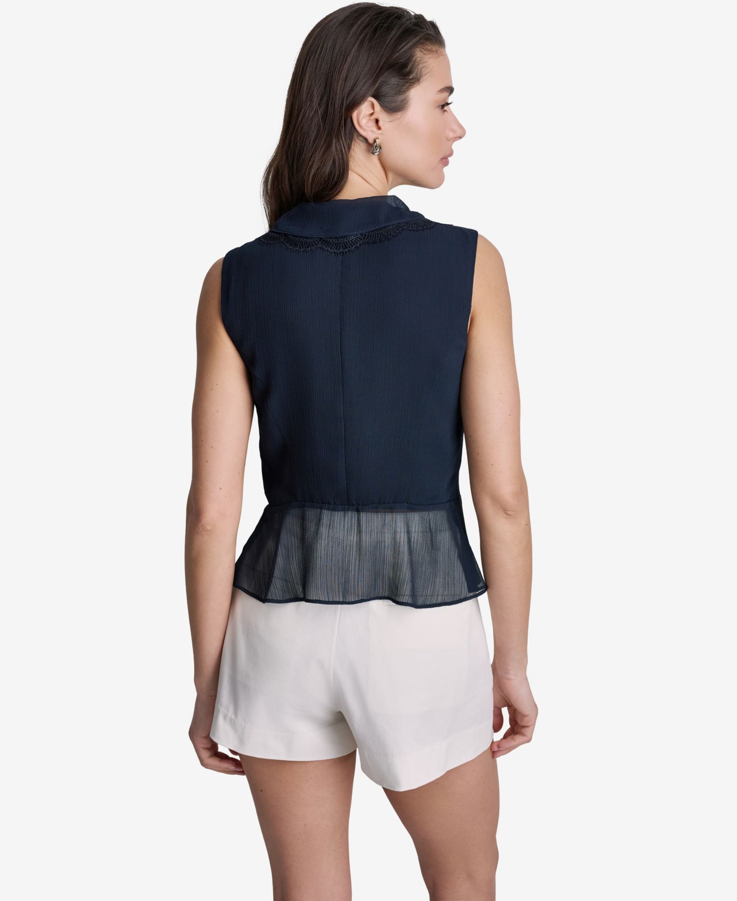 Women's Ruffled V-Neck Sleeveless Blouse