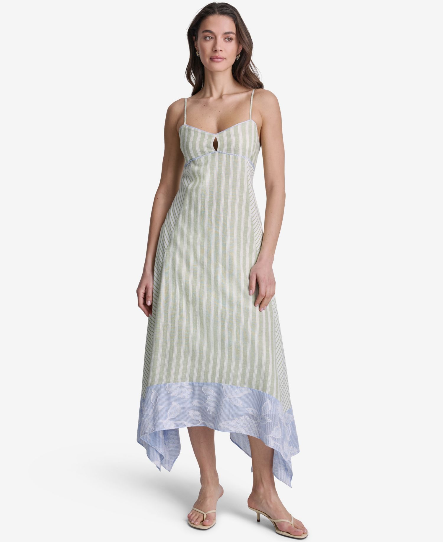 Women's Striped High-Low Midi Dress