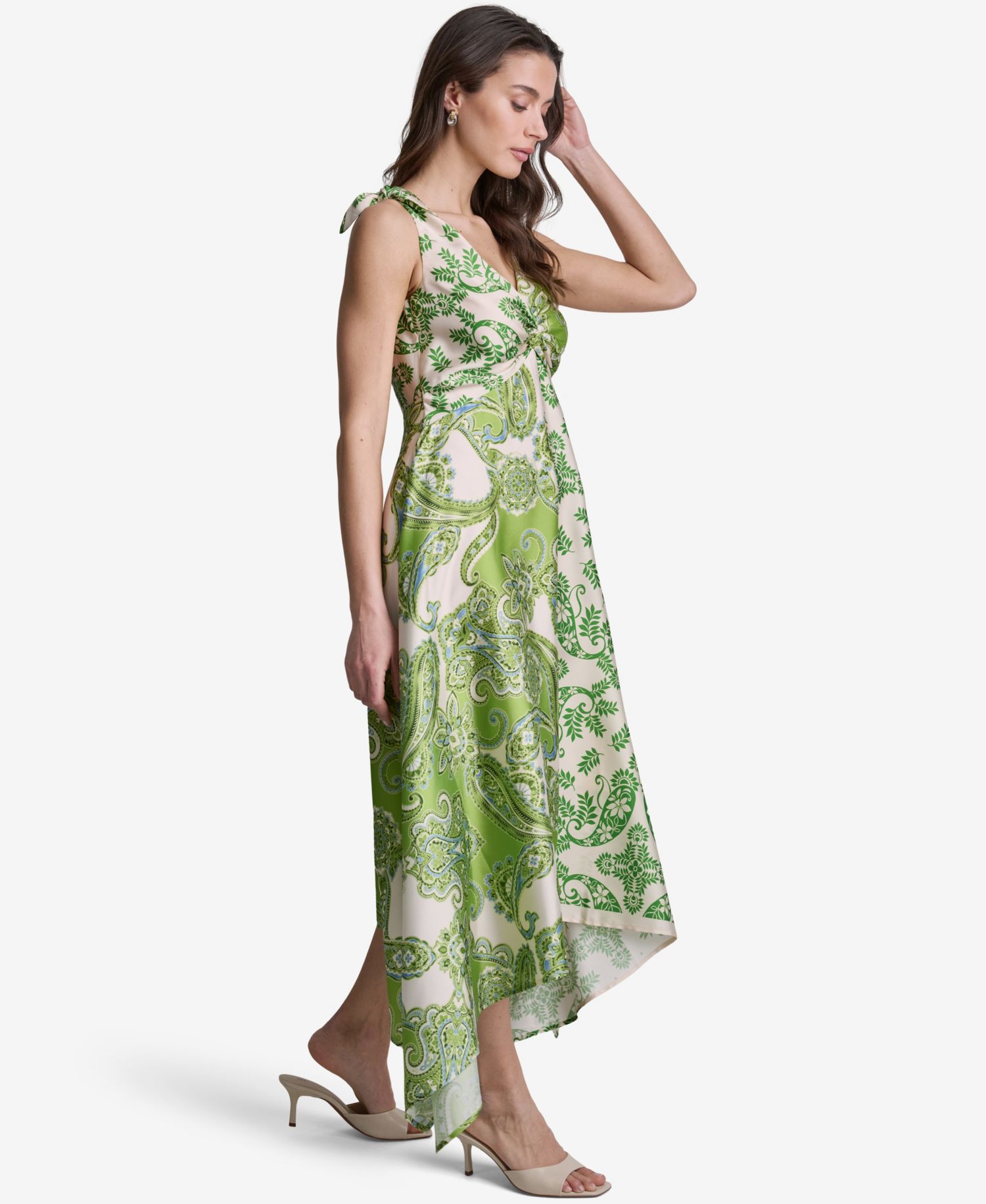 Women's Printed V-Neck Hem Dress
