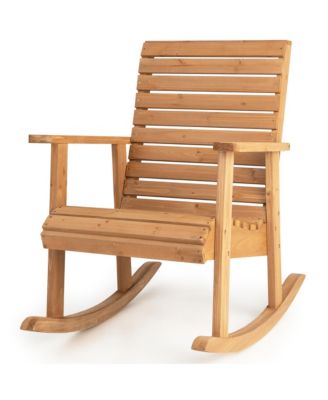 Wooden Rocking Chair High Back Fir Wood Armchair Yard Patio