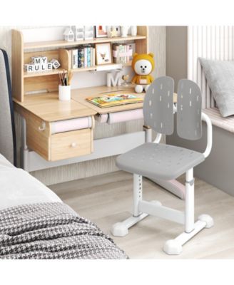 Height-Adjustable Kids Study Chair with Double Backrest Support