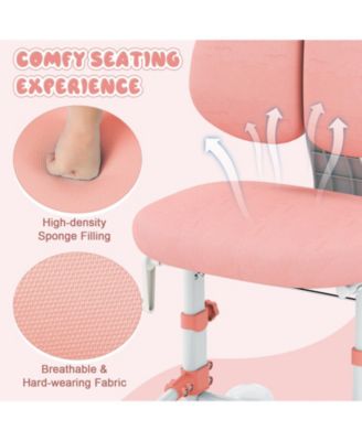 Kids Study Chair with Double Backrest, Adjustable Height and Footrest