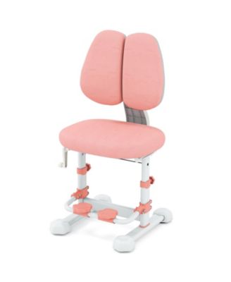 Kids Study Chair with Double Backrest, Adjustable Height and Footrest