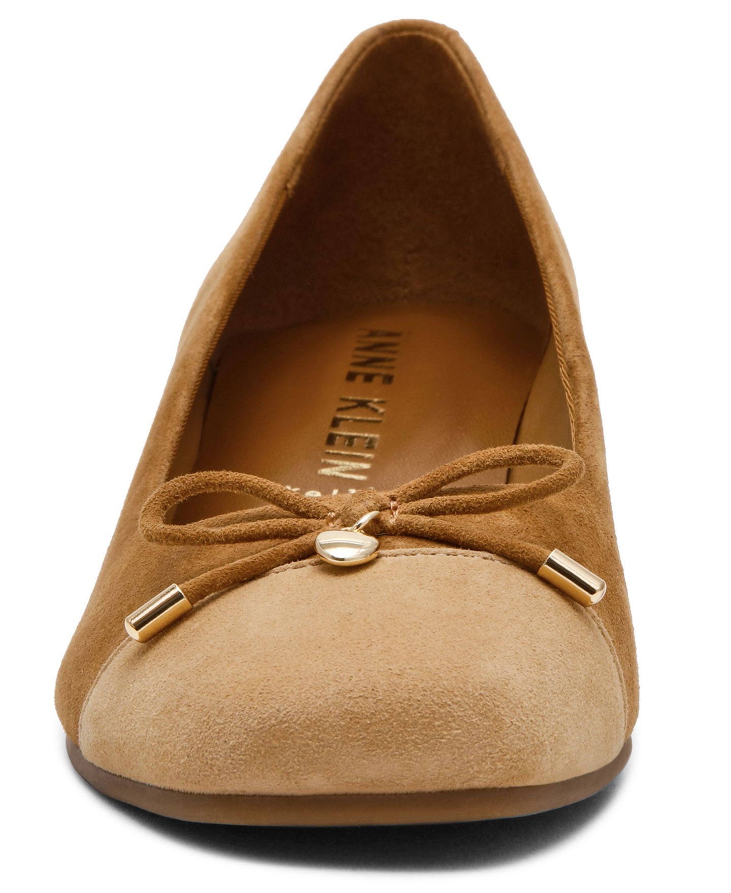 Женские туфли Anne Klein Waiter Leather Cap Toe Wedge Pumps, цвет: Коньячный / Рыжевато-коричневый замшевый — фото 7