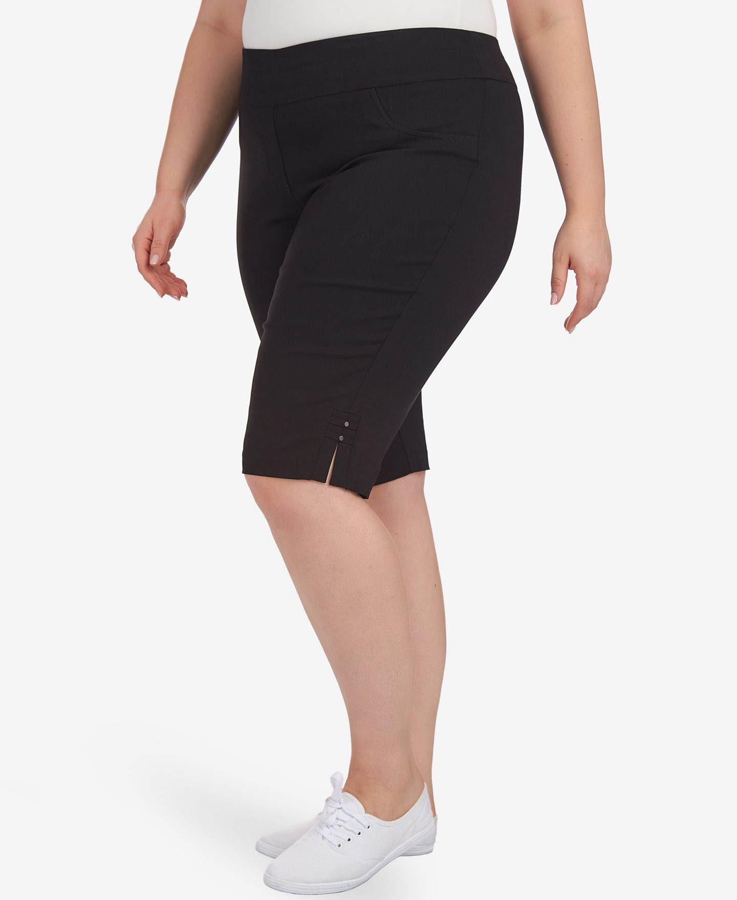 Женские шорты HEARTS OF PALM Plus Size Solid Color Tech Stretch Skimmer, цвет: Чёрный — фото 3