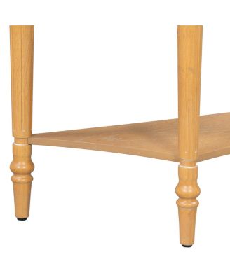 Farmhouse Half Moon Console Table with Drawer & Shelf