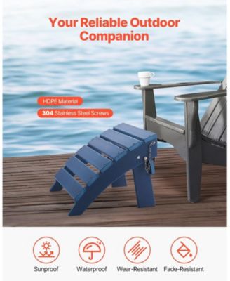 HDPE Folding Adirondack Ottoman Footrest, Weather-Resistant