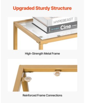 Tempered Glass 2-Tier Console Table with Metal Frame and Anti-Tip Device