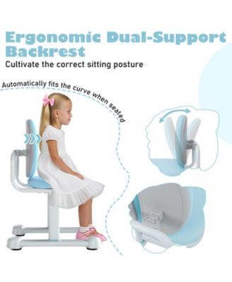 Kids Desk Chair with Double Back Support and Adjustable Height