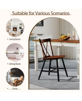 Farmhouse Kitchen Dining Chairs Set of 2 with Rubber Wood Frame