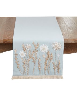 Embroidered Floral Table Runner, 16" x 72"